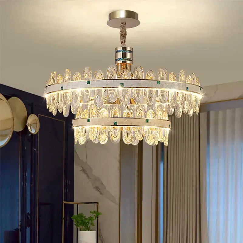 Luxury clear & green villa crystal chandelier for living room