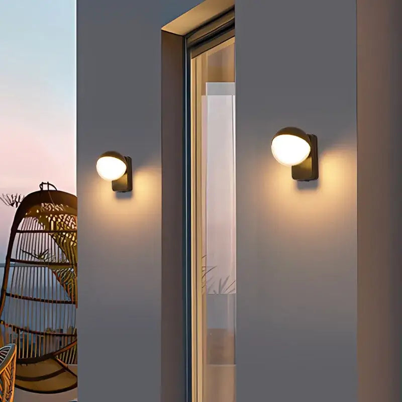 Modern black motion sensor wall lamps porch waterproof globe light