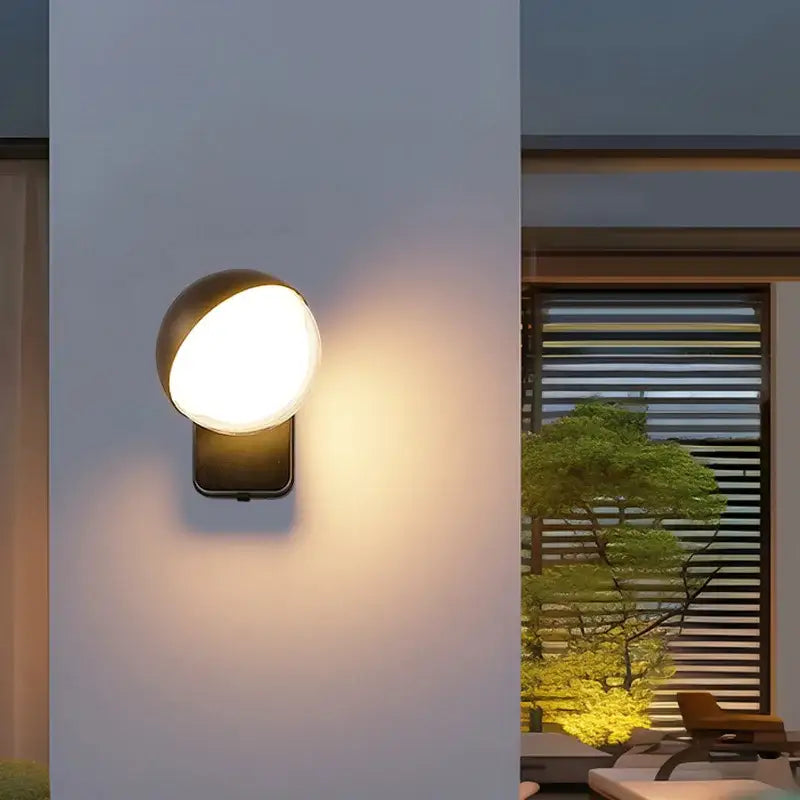 Modern black motion sensor wall lamps porch waterproof globe light