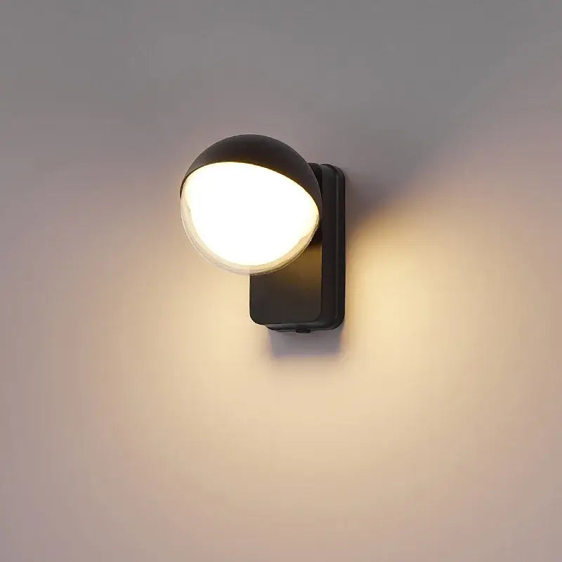Modern black motion sensor wall lamps porch waterproof globe light