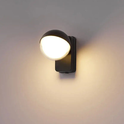 Modern black motion sensor wall lamps porch waterproof globe light