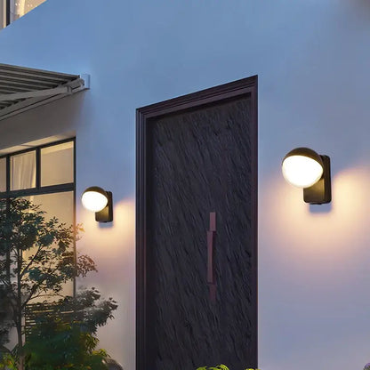 Modern black motion sensor wall lamps porch waterproof globe light