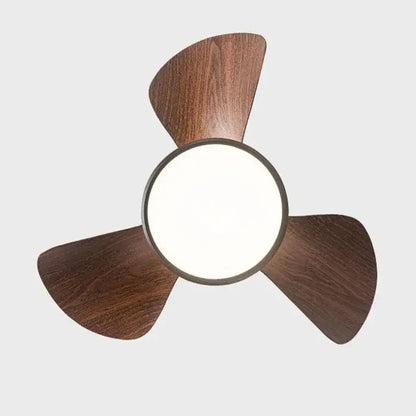 Modern white led ceiling fan with wooden blades bedroom light