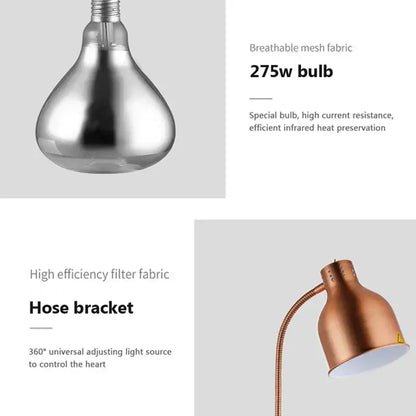 Gold & rose gold 275w electric food heat lamp kitchen gooseneck