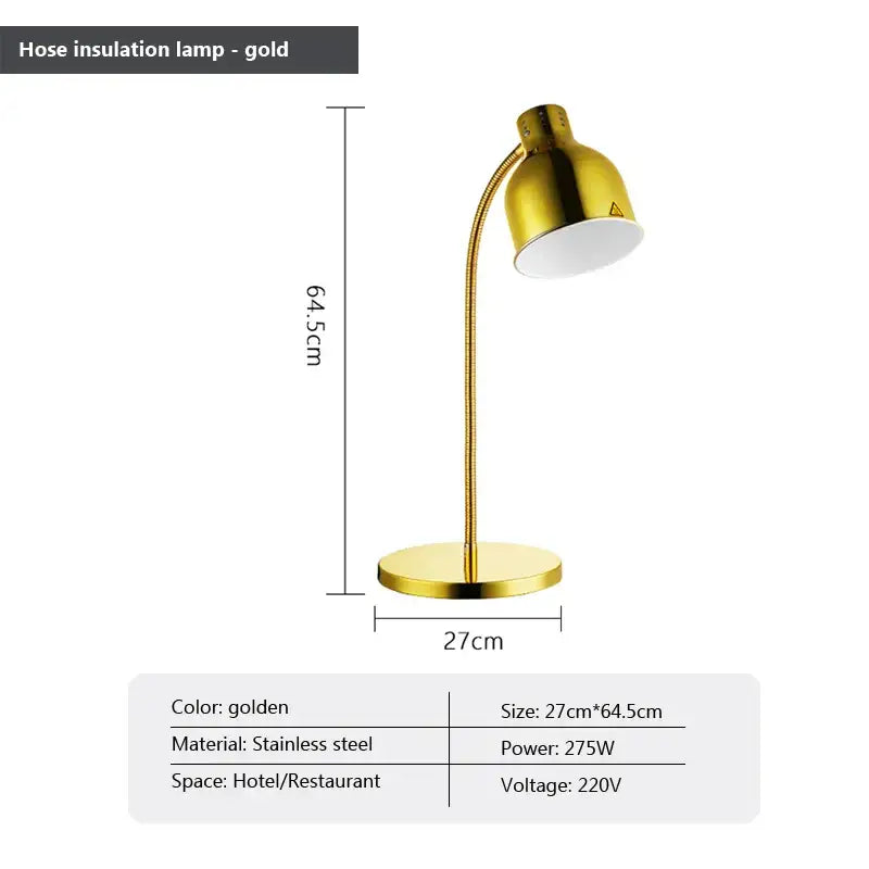 Gold & rose gold 275w electric food heat lamp kitchen gooseneck