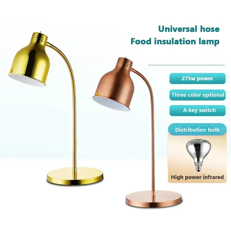 Gold & rose gold 275w electric food heat lamp kitchen gooseneck