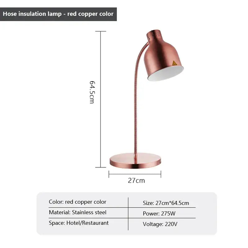 Gold & rose gold 275w electric food heat lamp kitchen gooseneck