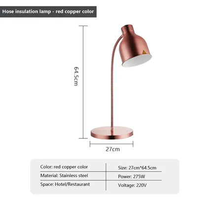 Gold & rose gold 275w electric food heat lamp kitchen gooseneck
