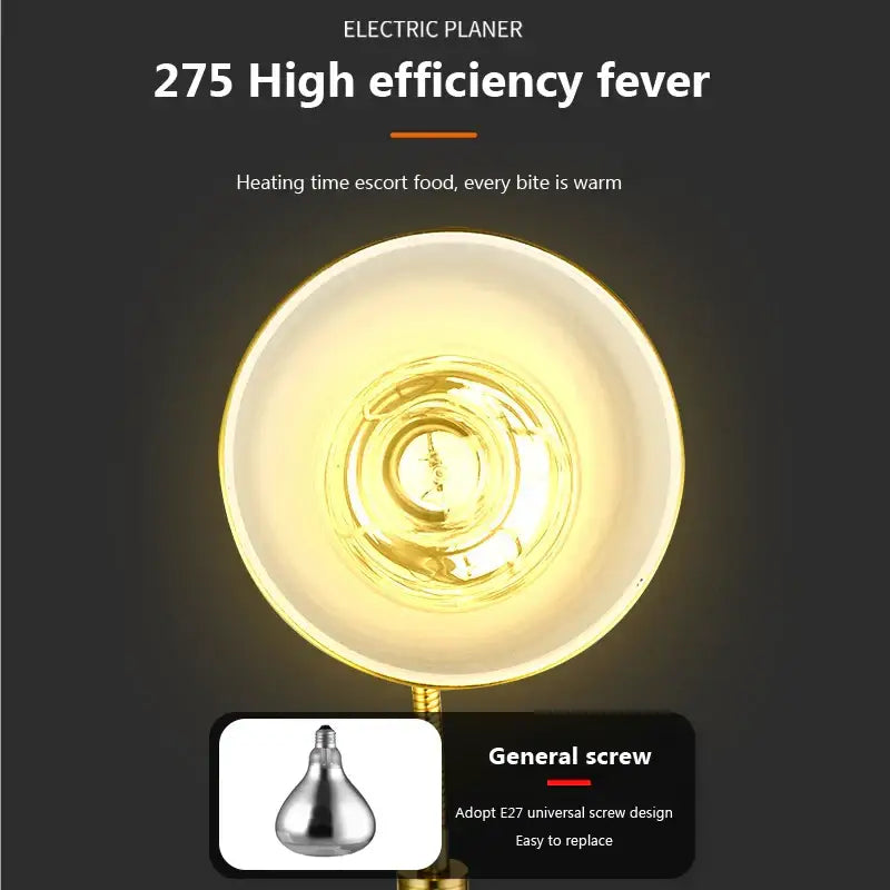 Gold & rose gold 275w electric food heat lamp kitchen gooseneck