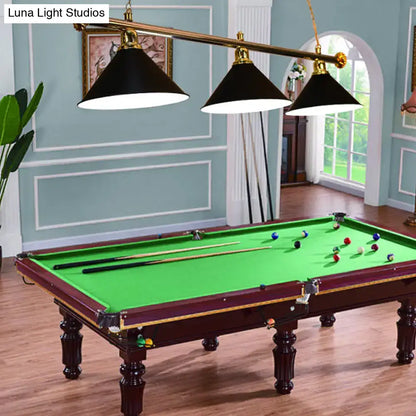 Modern blue metallic billiard light game room pendant fixture