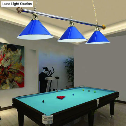 Modern blue metallic billiard light game room pendant fixture