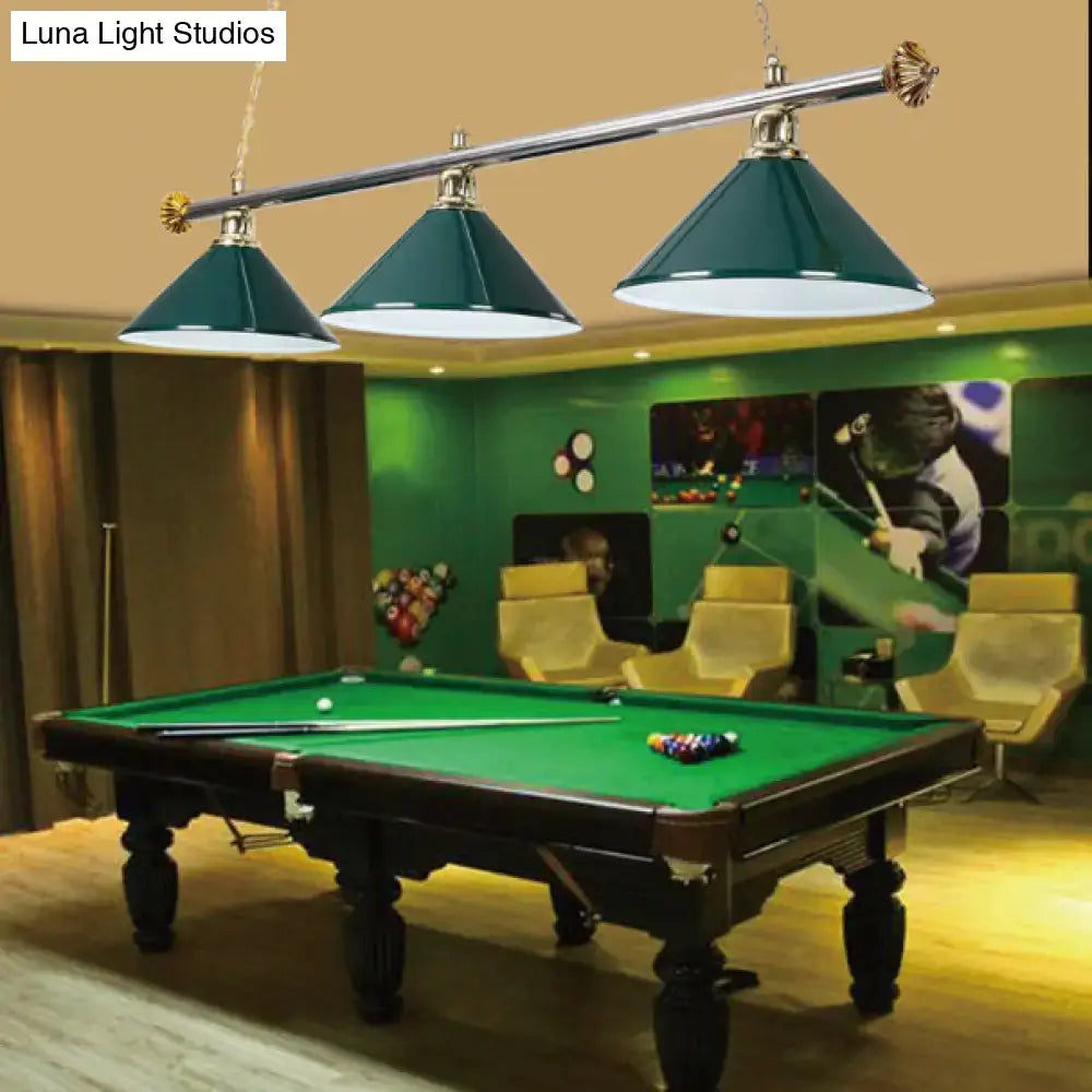 Modern blue metallic billiard light game room pendant fixture