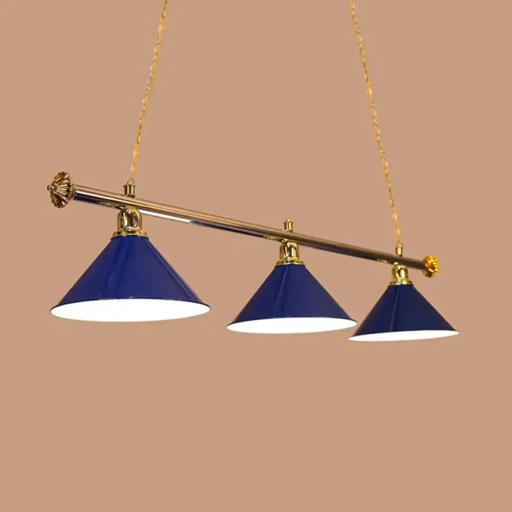 Modern blue metallic billiard light game room pendant fixture