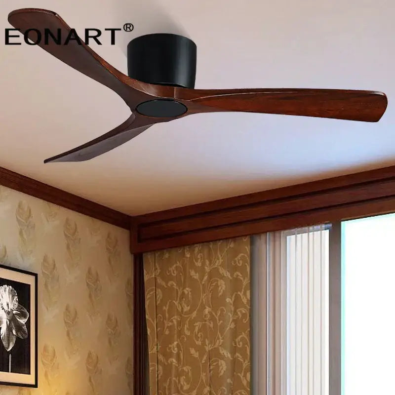 Modern white & black wooden ceiling fan living room light
