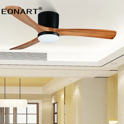 Modern white & black wooden ceiling fan living room light