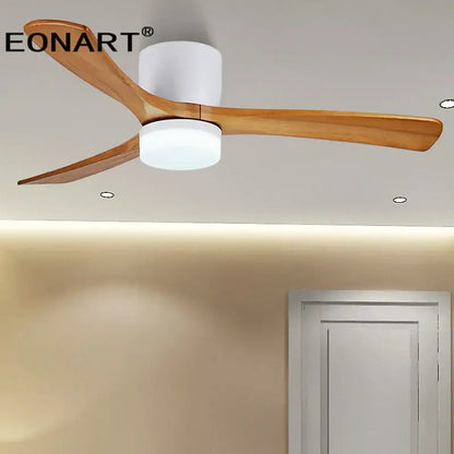 Modern white & black wooden ceiling fan living room light