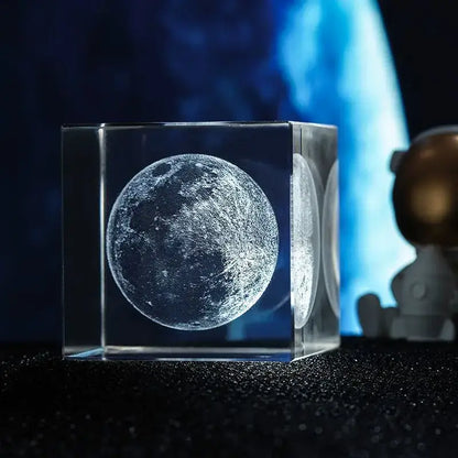 3d moon solar galaxy glass cube bedroom night light