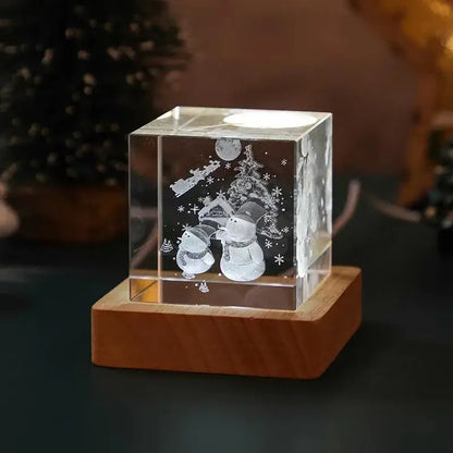 3d moon solar galaxy glass cube bedroom night light
