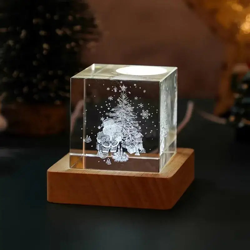 3d moon solar galaxy glass cube bedroom night light