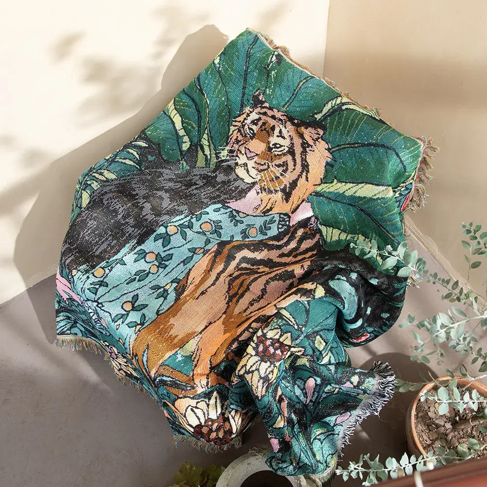 3d print tiger linen blanket bedroom soft warm throw