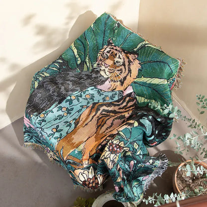 3d print tiger linen blanket bedroom soft warm throw