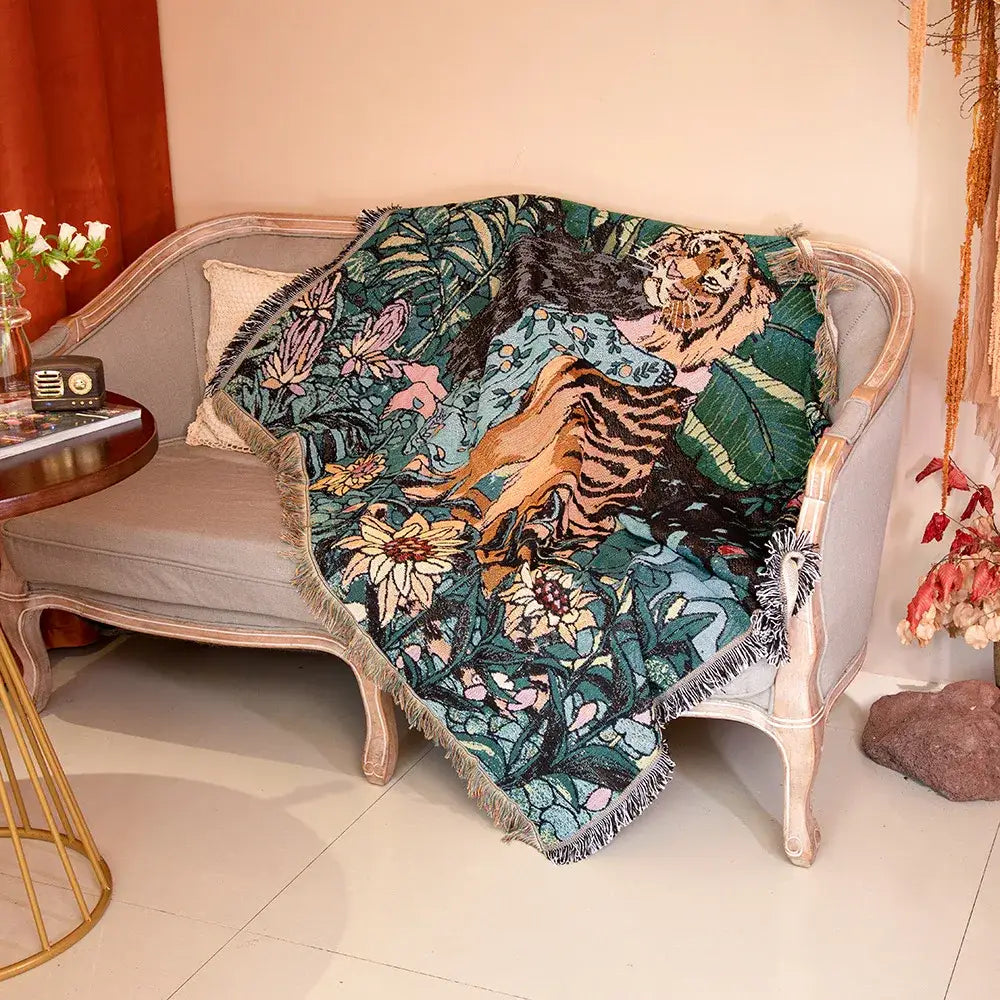 3d print tiger linen blanket bedroom soft warm throw