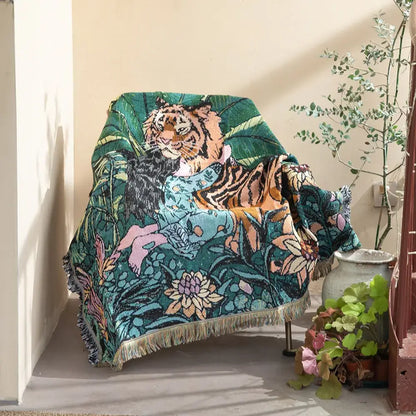 3d print tiger linen blanket bedroom soft warm throw