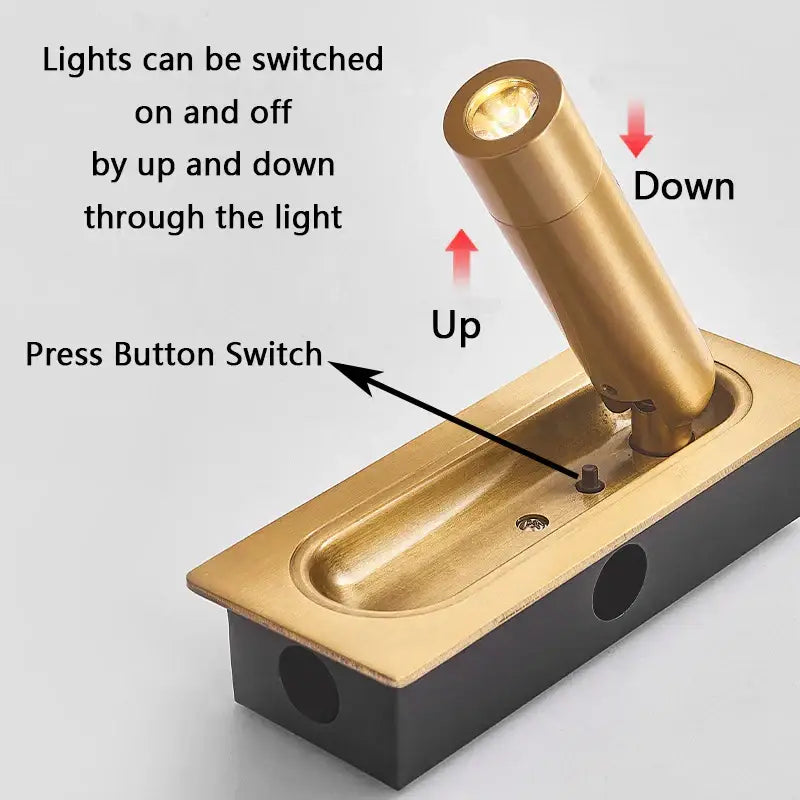 Modern brass and black led mounted headboard wall light bedroom