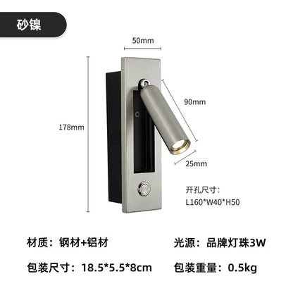 Modern brass and black led mounted headboard wall light bedroom