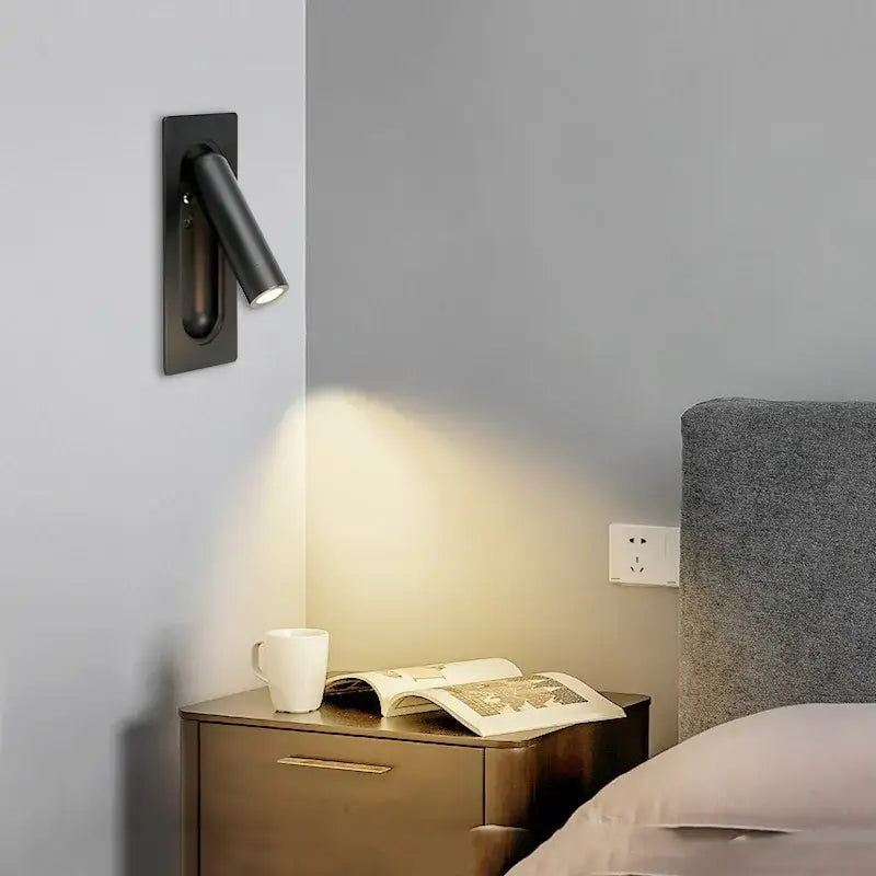Modern brass and black led mounted headboard wall light bedroom