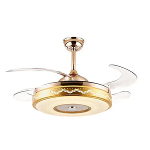 Modern gold bluetooth ceiling fan – bedroom rgb color light