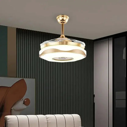 Modern gold bluetooth ceiling fan – bedroom rgb color light