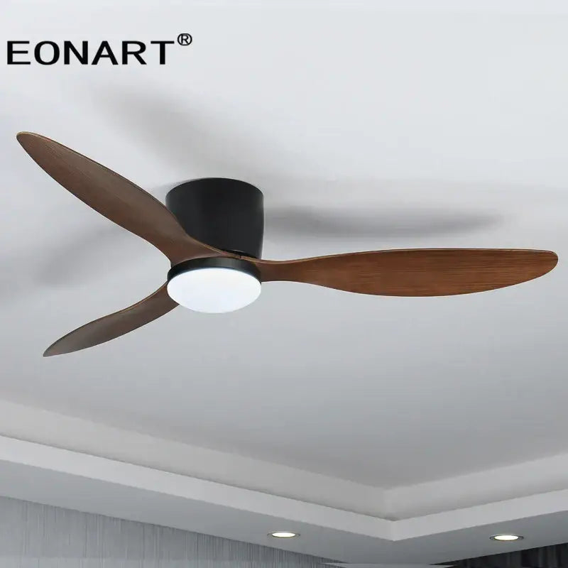 Modern black & white ceiling fan with led light & remote control bedroom