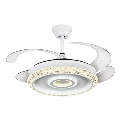 Modern white crystal leaf fan chandelier for bedroom