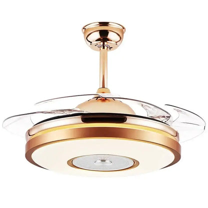 Modern gold led ceiling fan with remote – living room light