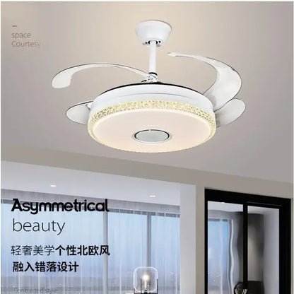 Luxury white crystal ceiling fan light – bedroom led fan