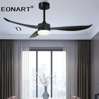Modern black & dark brown ceiling fan with remote control living room