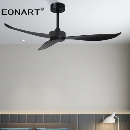 Modern black & dark brown ceiling fan with remote control living room