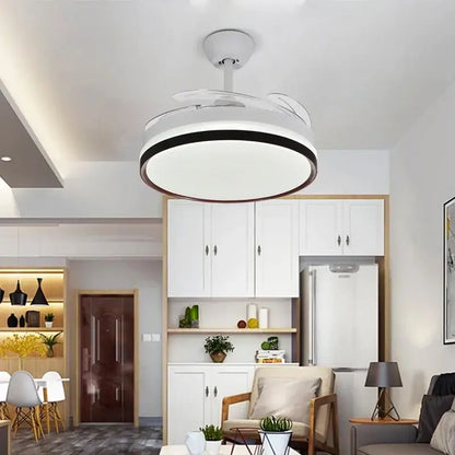 Modern black & white ceiling fan with led light and remote control