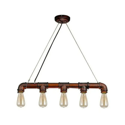 Industrial copper steampunk straight pipe pendant light dining room