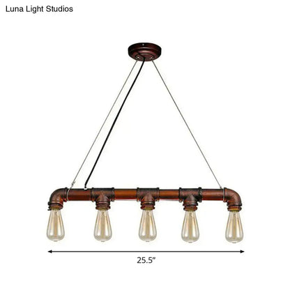 Industrial copper steampunk straight pipe pendant light dining room