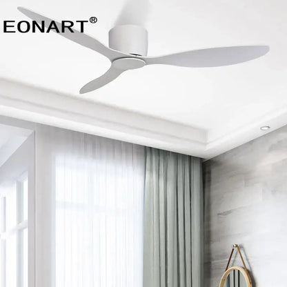 Modern black & white ceiling fan with led light – living room remote