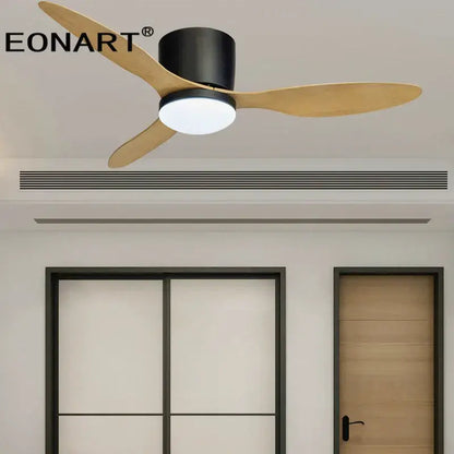 Modern black & white ceiling fan with led light – living room remote