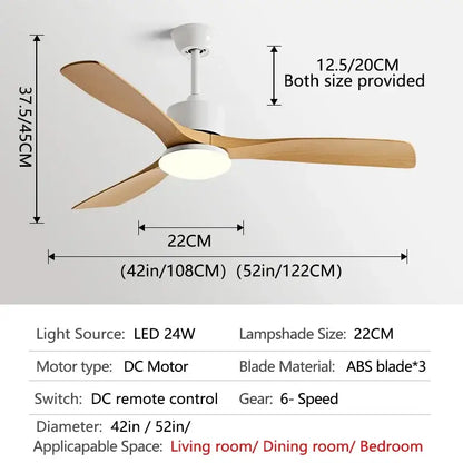 Modern dark bronze ceiling fan with led light bedroom remote control