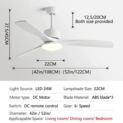 Modern dark bronze ceiling fan with led light bedroom remote control