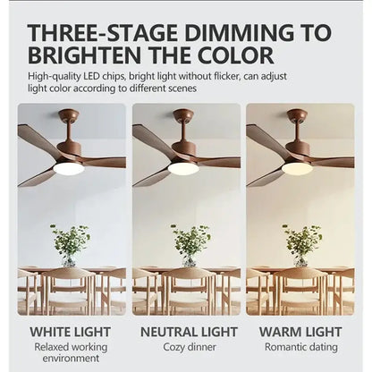 Modern dark bronze ceiling fan with led light bedroom remote control