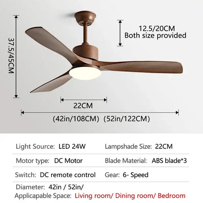 Modern dark bronze ceiling fan with led light bedroom remote control