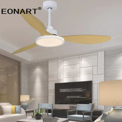 Modern black & dark brown ceiling fan with remote control bedroom light