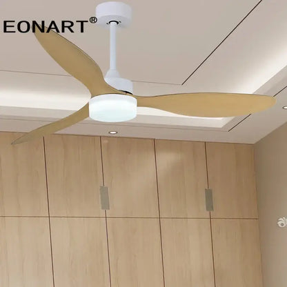Modern black & dark brown ceiling fan with remote control bedroom light