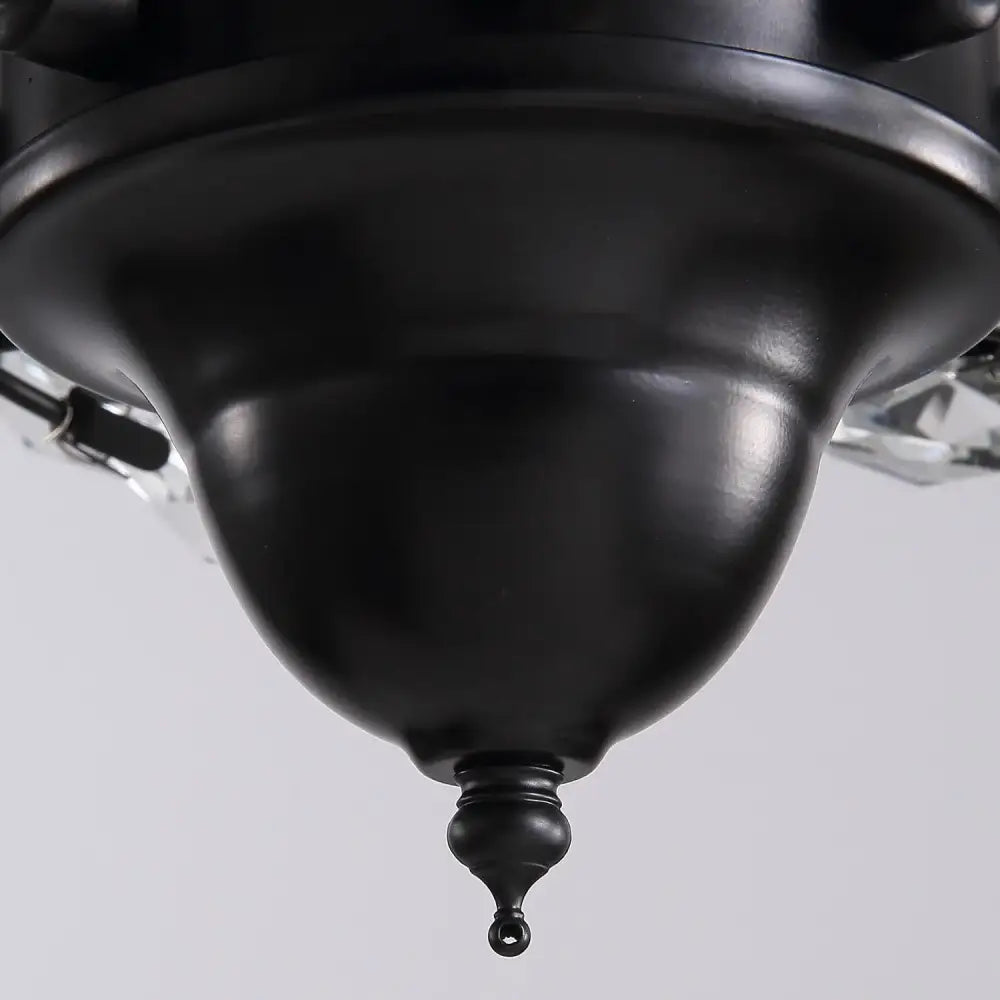 Luxury black crystal ceiling fan with wood blades living room remote